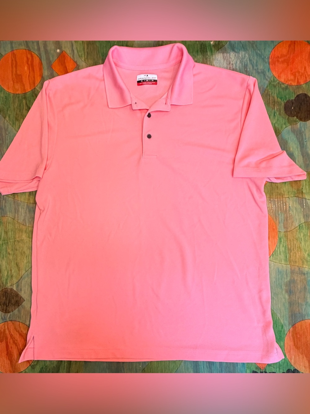 Grand Slam Mens Salmon Pink Short Sleeve Performance Golf Tennis Polo Shirt XLG